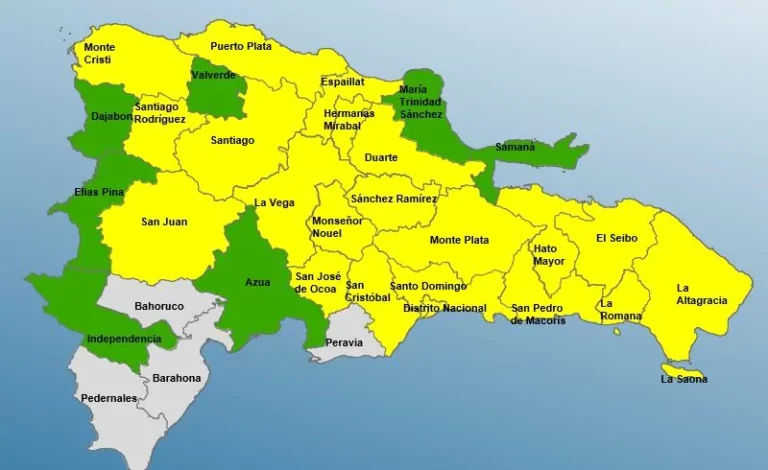 COE mantiene 21 provincias en alerta amarilla y 7 en verde por lluvias y riesgo de inundaciones