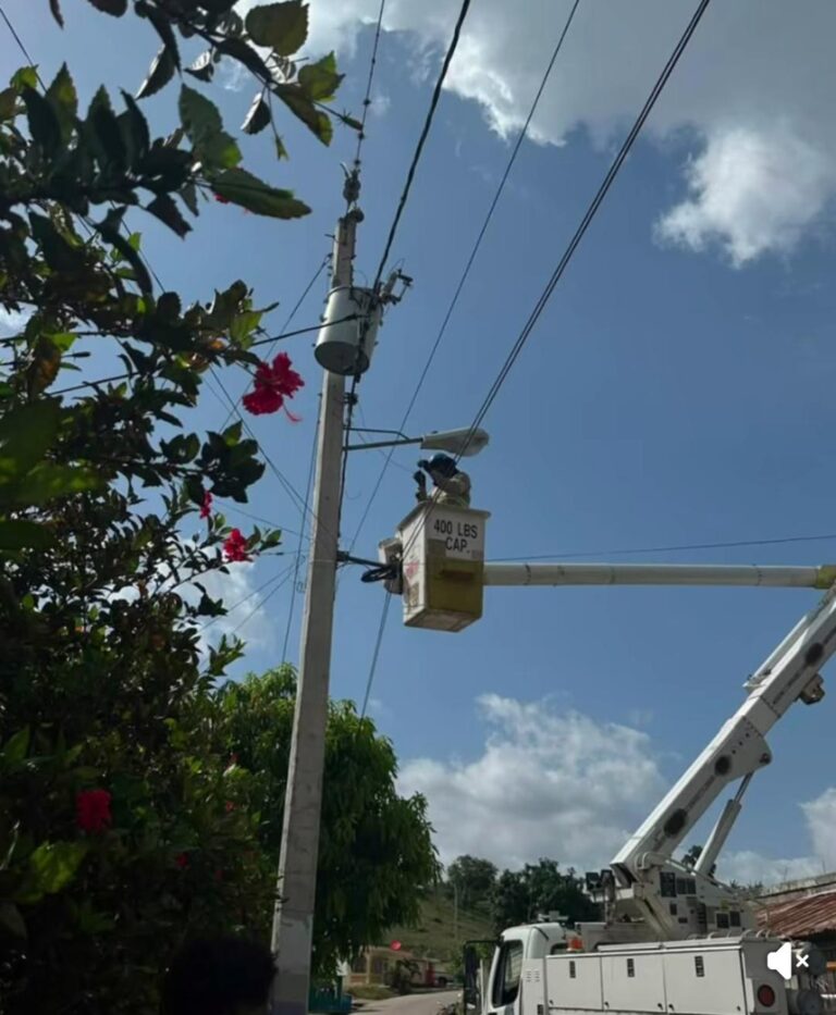 Por gestiones del alcalde Wilkin Abreu inician trabajos de instalación de nuevas lámparas en el distrito Las Lagunas